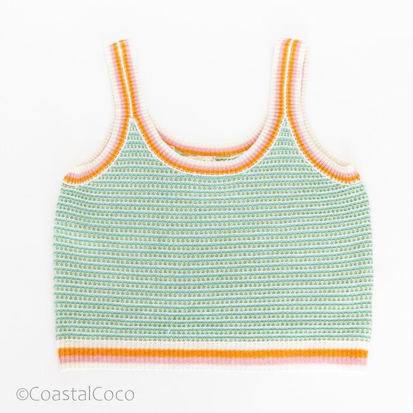 Hem & Thread Knit Tank Top M Crochet Wool Polyester Retro Festival Beach Resort - Picture 4 of 11